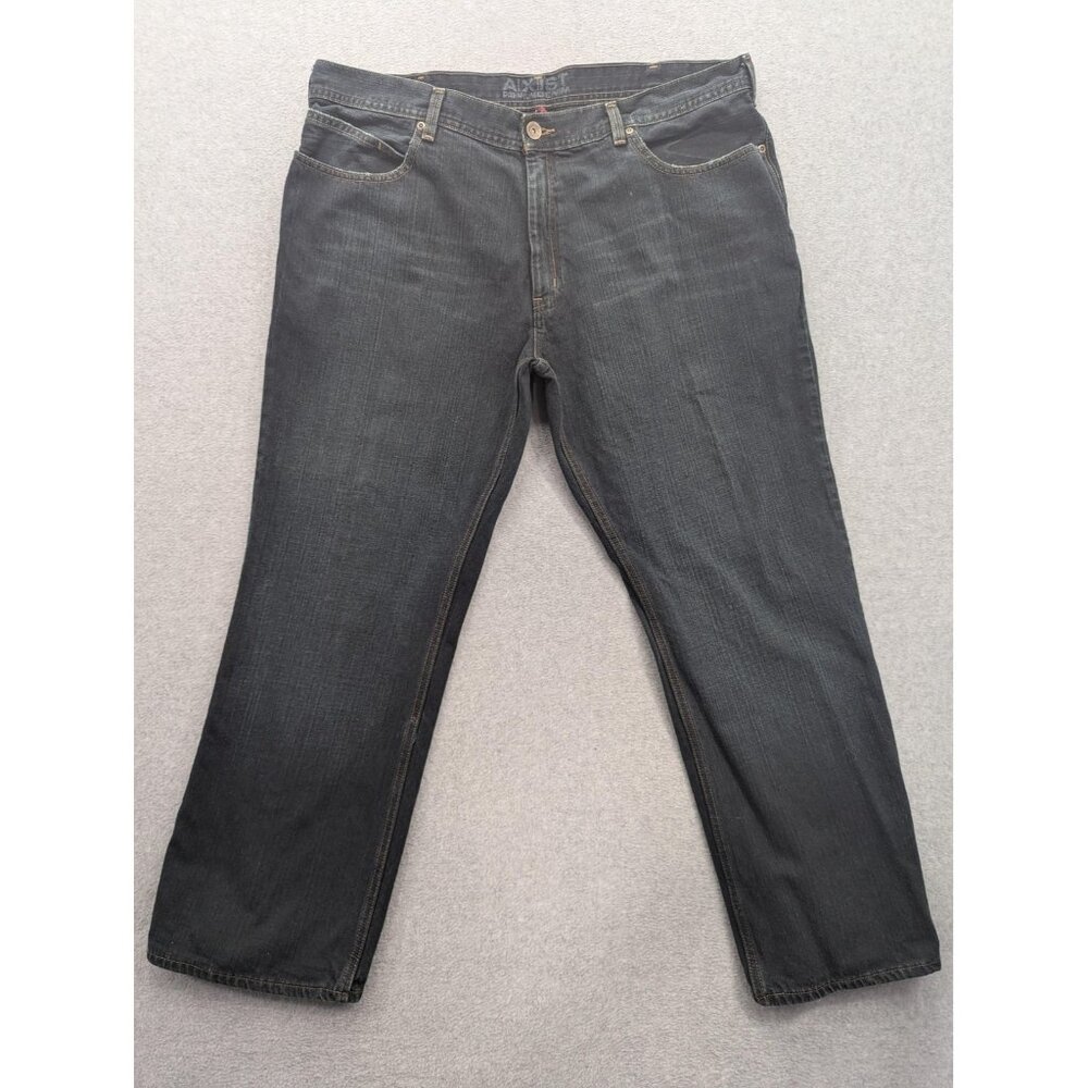 Axist Premium Denim Jeans Mens 42x30 Dark Blue Wash Bootcut Casual Jeans